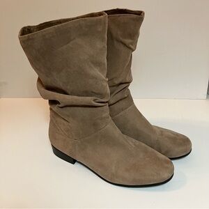 EAST 5TH Junction Boots. Faux Suede. Dark tan. Mid calf. Size 12w.